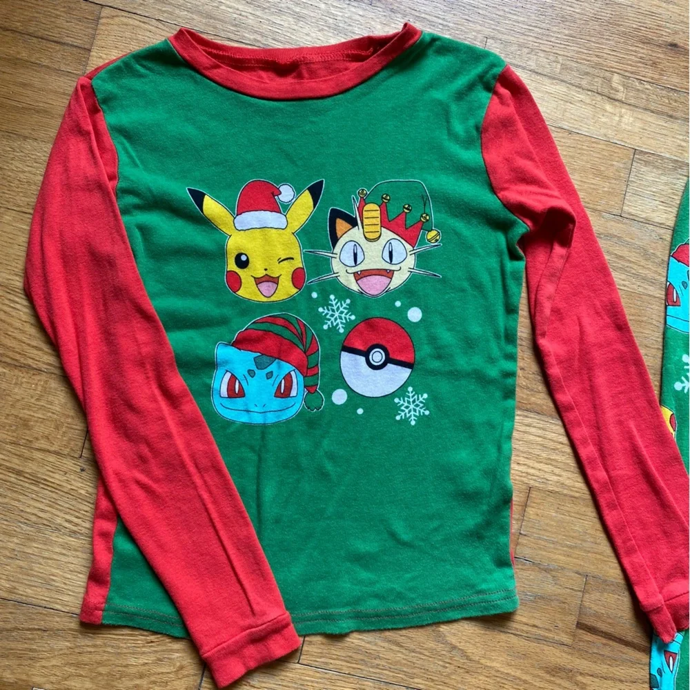 Kids Green and Red Holiday Pokémon Pajama Set
